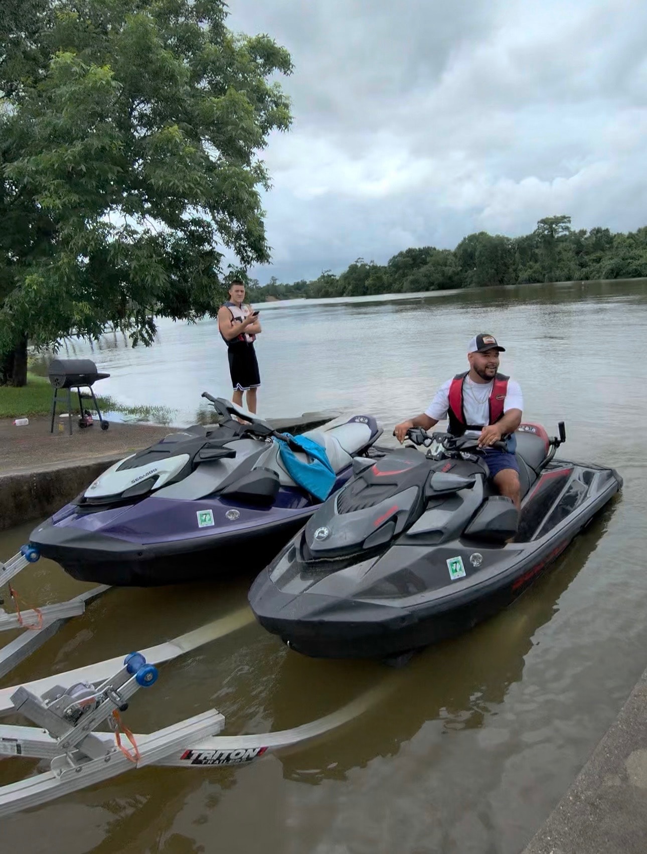 Jet skis at sunset